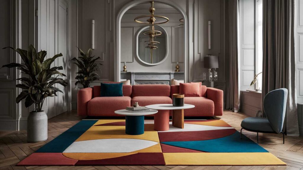 tappeto moderno colori vivaci e geometrie audaci