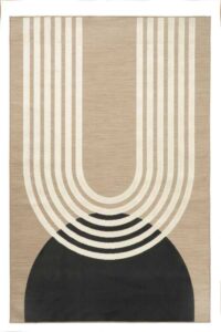 Tappeto moderno geometrico Costa di Carpet Decor nei toni beige, bianco e nero, disponibile in 160x230 cm e 200x290 cm.